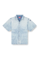 Men's Bowling shirt in marbled denim Blue