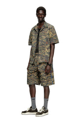 Men's Cargo shorts with mixed camo prints Green