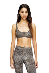 Women's Leopard print nylon sports bra Brown