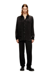Men's Cupro shirt with embroidered logo Black
