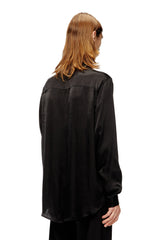 Men's Cupro shirt with embroidered logo Black