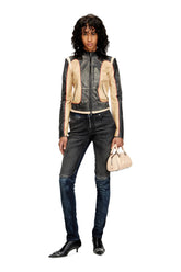 Women's Trompe l'oeil-effect leather biker jacket Multicolor
