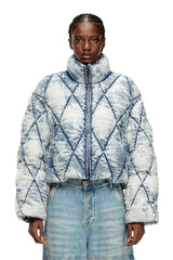 Women's Puffer jacket in argyle-quilted devoré shell Blue