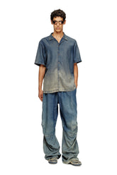 Men's Bowling shirt in gradient fluid denim Blue