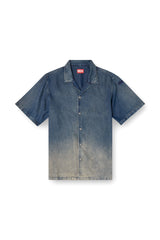 Men's Bowling shirt in gradient fluid denim Blue