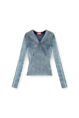 Women's Denim-yarn jumper with shiny effect Blue