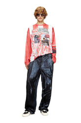 Men's Viscose trousers with biker print Multicolor