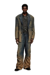 Men's Polo shirt in denim-look jersey Black