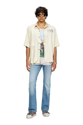 Men's TENCEL™ shirt with rhinestone graphic Beige