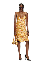 Women's Mini dress in viscose with all-over print Yellow