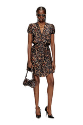 Women's Viscose dress with waist belt Black