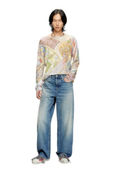 Women's Linen jumper with medieval print Multicolor