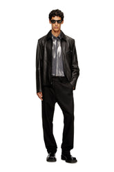 Men's Wool blend pants with elastic waistband Black