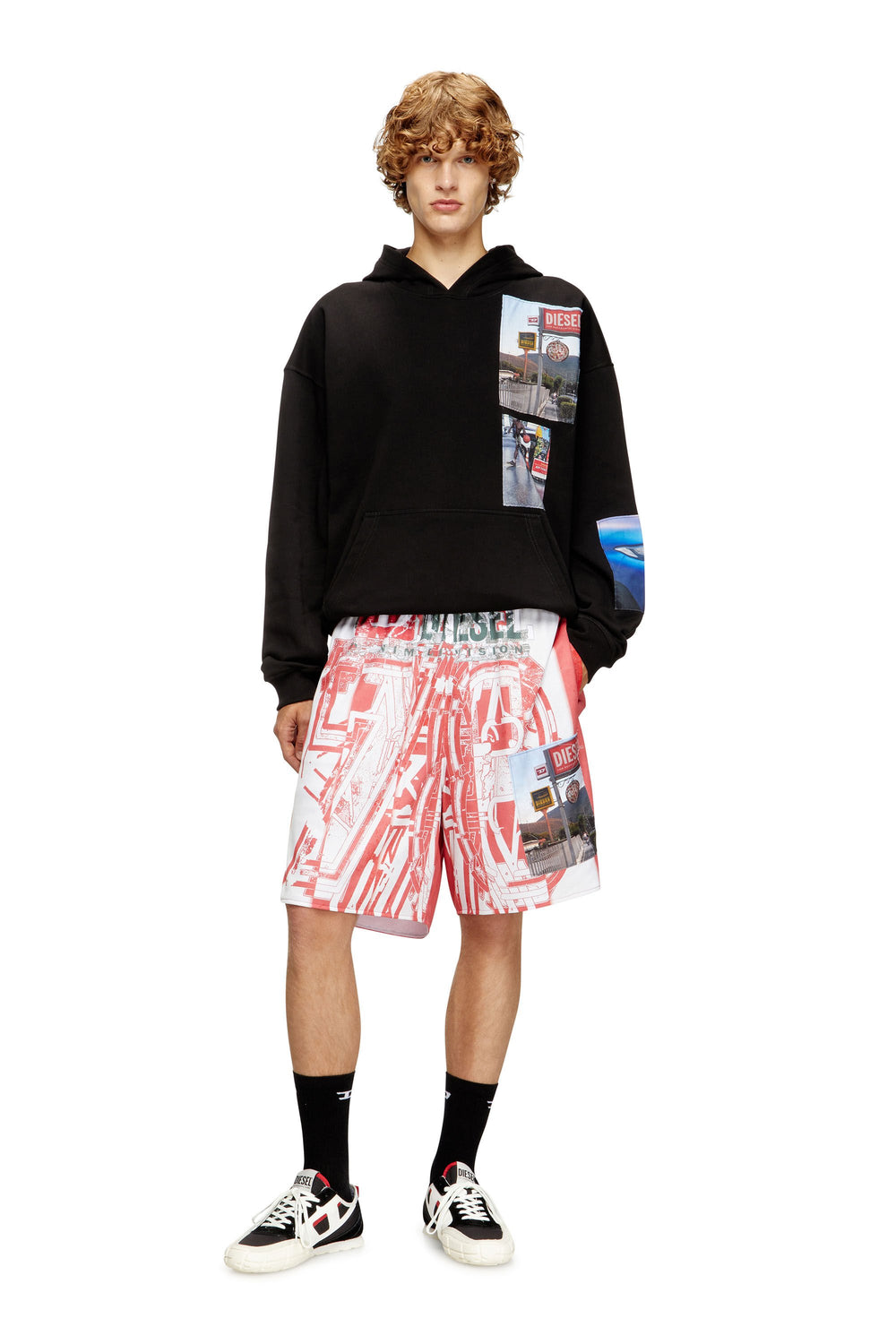 Men's Hoodie with logo photo patches Black