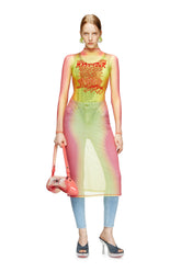 Women's Layered midi dress with lyrics print Multicolor