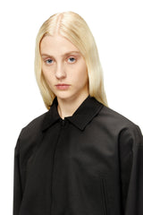 Women's Cropped jacket in tailoring fabric and nylon Black