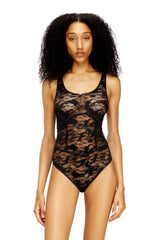 Women's Nylon bodysuit with lace design Black