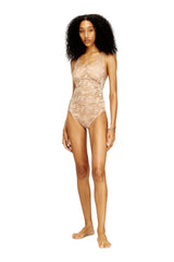 Women's Nylon bodysuit with lace design Black