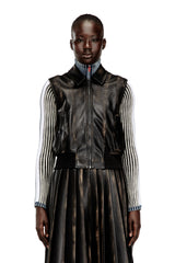 Women's Bomber vest with distressed effect Brown