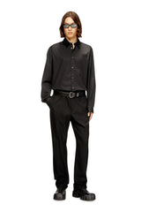 Men's Stretch poplin shirt with embroidery Black