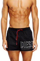 Men's Mid-length swim shorts with outline logo Red