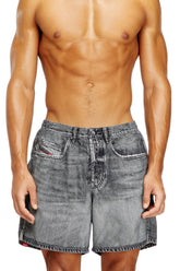 Men's Swim shorts with denim trompe l'oeil print Grey