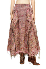 Women's Brushed bouclé skirt with frayed hem Pink