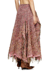 Women's Brushed bouclé skirt with frayed hem Pink