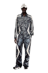 Men's Printed viscose shirt with front zip closure Multicolor