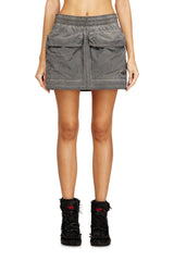 Women's Nylon mini skirt with maxi pouch pockets Grey