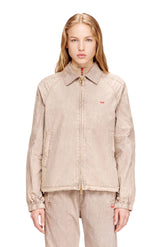 Women's Taslan jacket with striped sleeves Beige