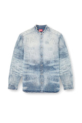 Men's Shirt in distressed honeycomb denim Blue