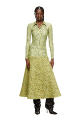 Women's Stretch fabric shirt with bouclé print Yellow