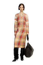 Women's Wool cardigan with distorted check print Multicolor