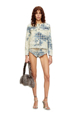 Women's Jacket in houndstooth-weave denim Multicolor