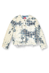 Women's Jacket in houndstooth-weave denim Multicolor