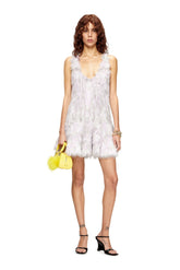 Women's Mini dress in fluffy jacquard knit White