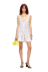 Women's Mini dress in fluffy jacquard knit White