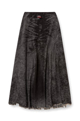 Women's Full skirt in lasered cotton-hemp denim Black
