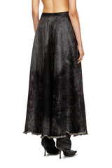 Women's Full skirt in lasered cotton-hemp denim Black