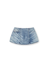 Women's Belt skirt in lasered cotton-hemp denim Blue