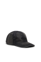 Men's Denim cap with frayed details and embroidered logo Black