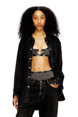 Women's Soft bra in cotton rib with jewel Oval D Grey