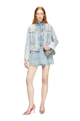 Women's Jacket in graphic denim with crystals Blue