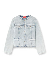 Women's Jacket in graphic denim with crystals Blue