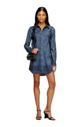 Women's Shirt dress in fluid Prince of Wales denim Blue
