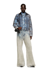 Women's Cropped jacket in graphic bouclé denim Blue