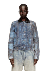 Women's Cropped jacket in graphic bouclé denim Blue