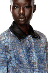 Women's Cropped jacket in graphic bouclé denim Blue