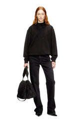 Women's Hoodie in cotton with Oval D logo Black